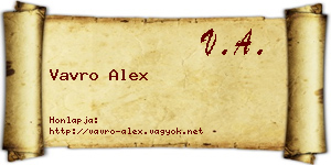 Vavro Alex névjegykártya